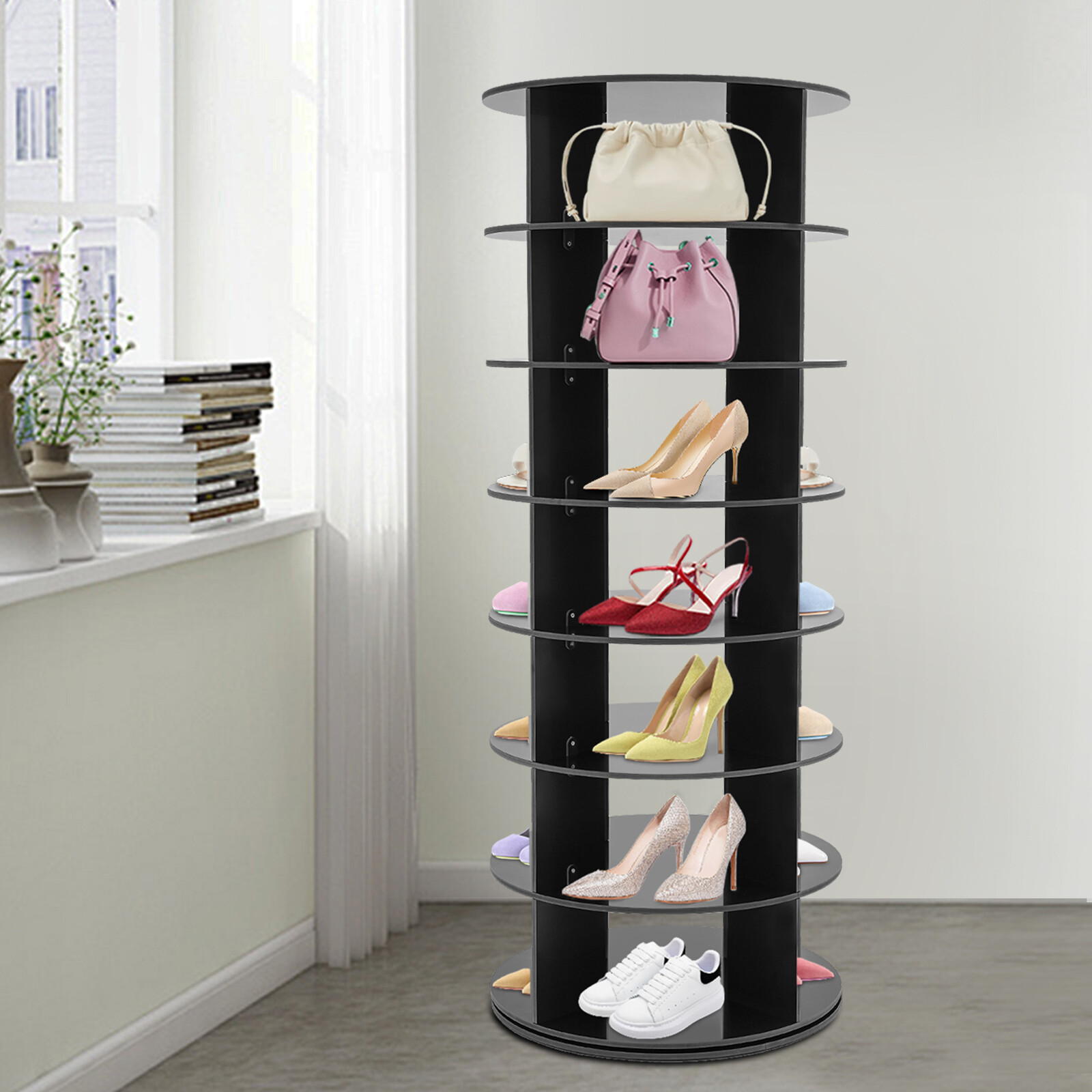 360° Rotating Shoe Rack 7-Tier Spinning Shoe Rack 152cm H Shoe Storage Organizer