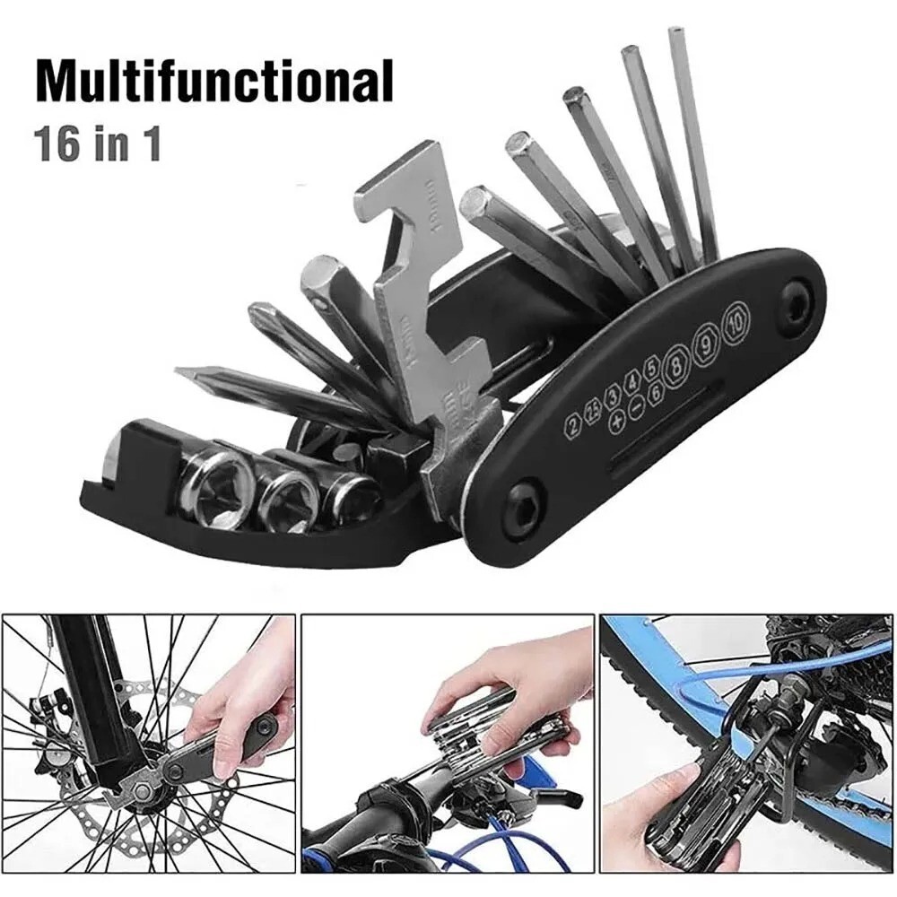 16 in 1 Bike Multi Tool Kit MTB Road Bicycle Repair Hex Wrench Screwdriver Set