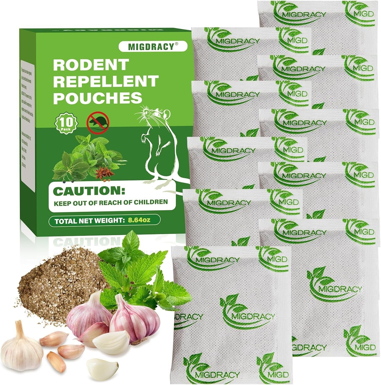 Vamoose Natural Rodent Repellent - 10 Pack Peppermint Oil - Mice & Rat Deterrent