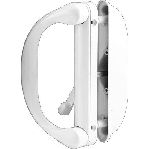 C 1275 Diecast, White, Outside Patio Door Pull with Latch (Single D-handle