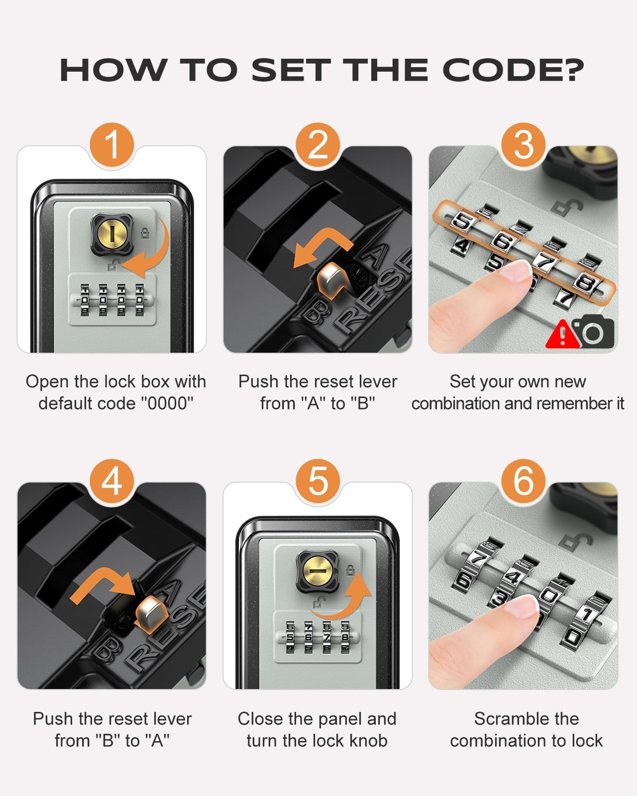 Vewaci Wall-Mounted Lock Box for Keys with Code, 4 Digits Combination Key Loc...