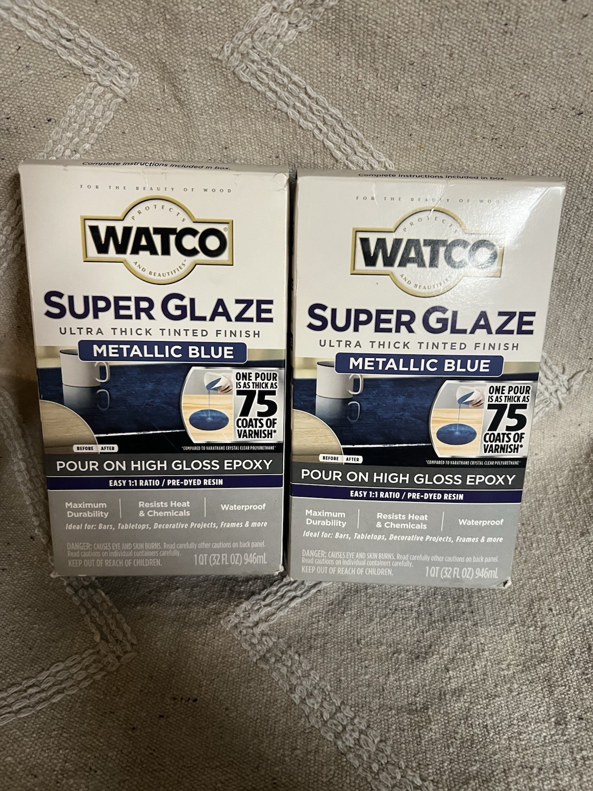 Watco Super Glaze Epoxy 1 Qt Metallic Blue Pour-On Resin