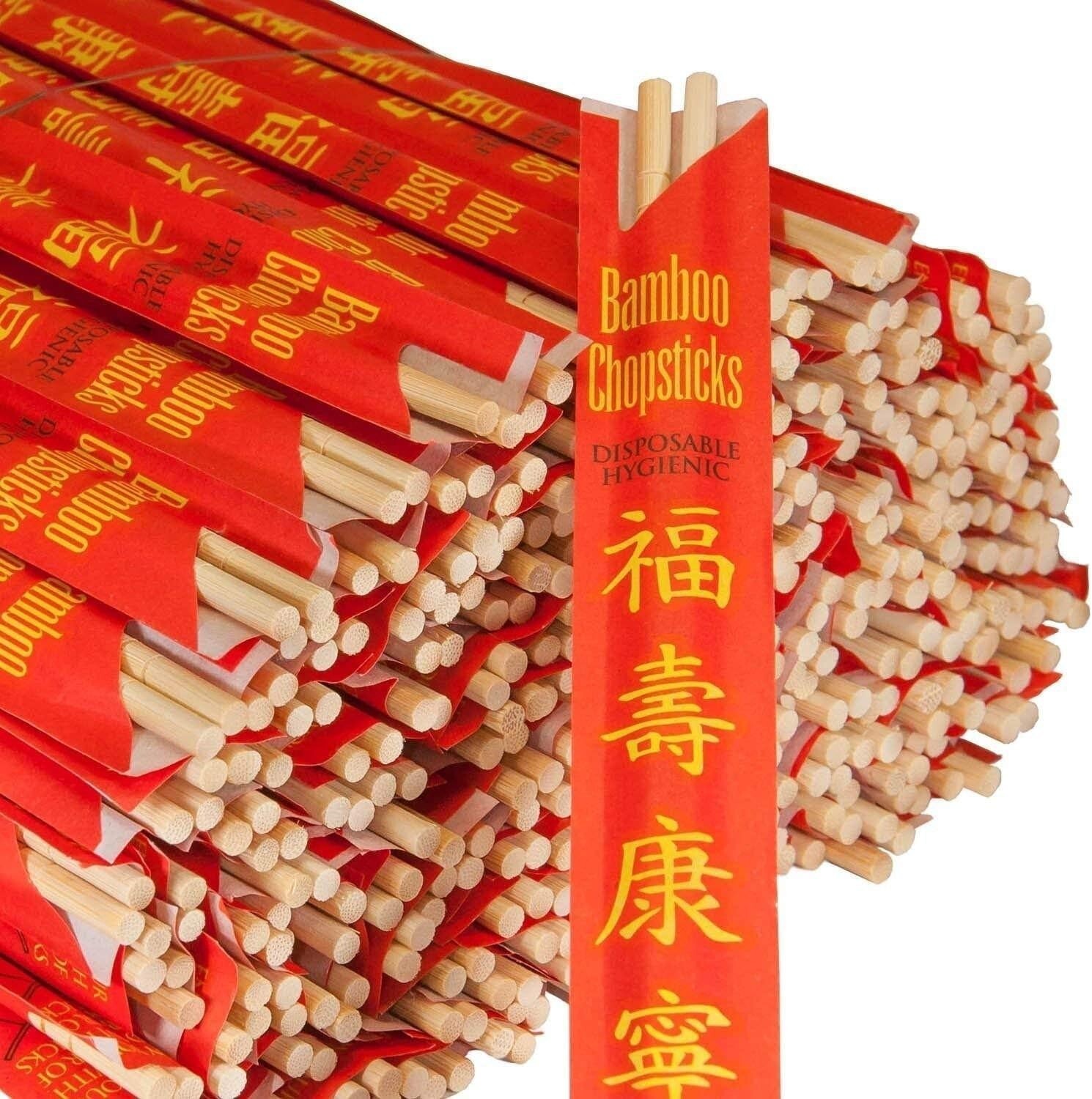 200 Pair Disposable Individual Wrapped Bamboo Chopsticks S-3777x2