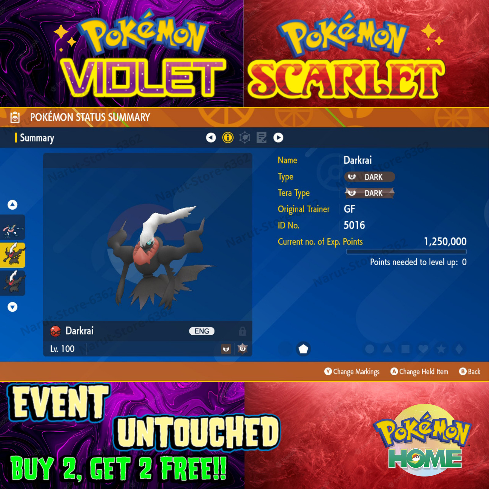 Darkrai Pokémon 20th Anniversary 2016🌟 Event🔥Pokémon Scarlet & Violet