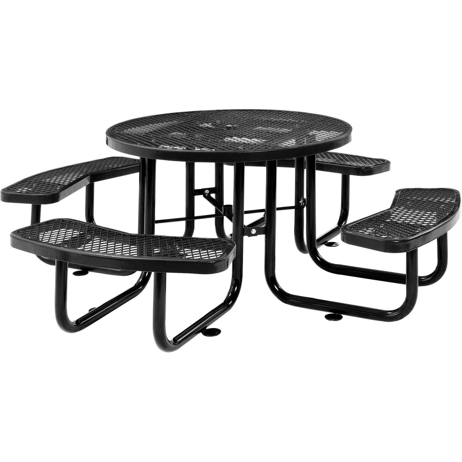 Global Industrial 46" Expanded Metal Round Picnic Table Black