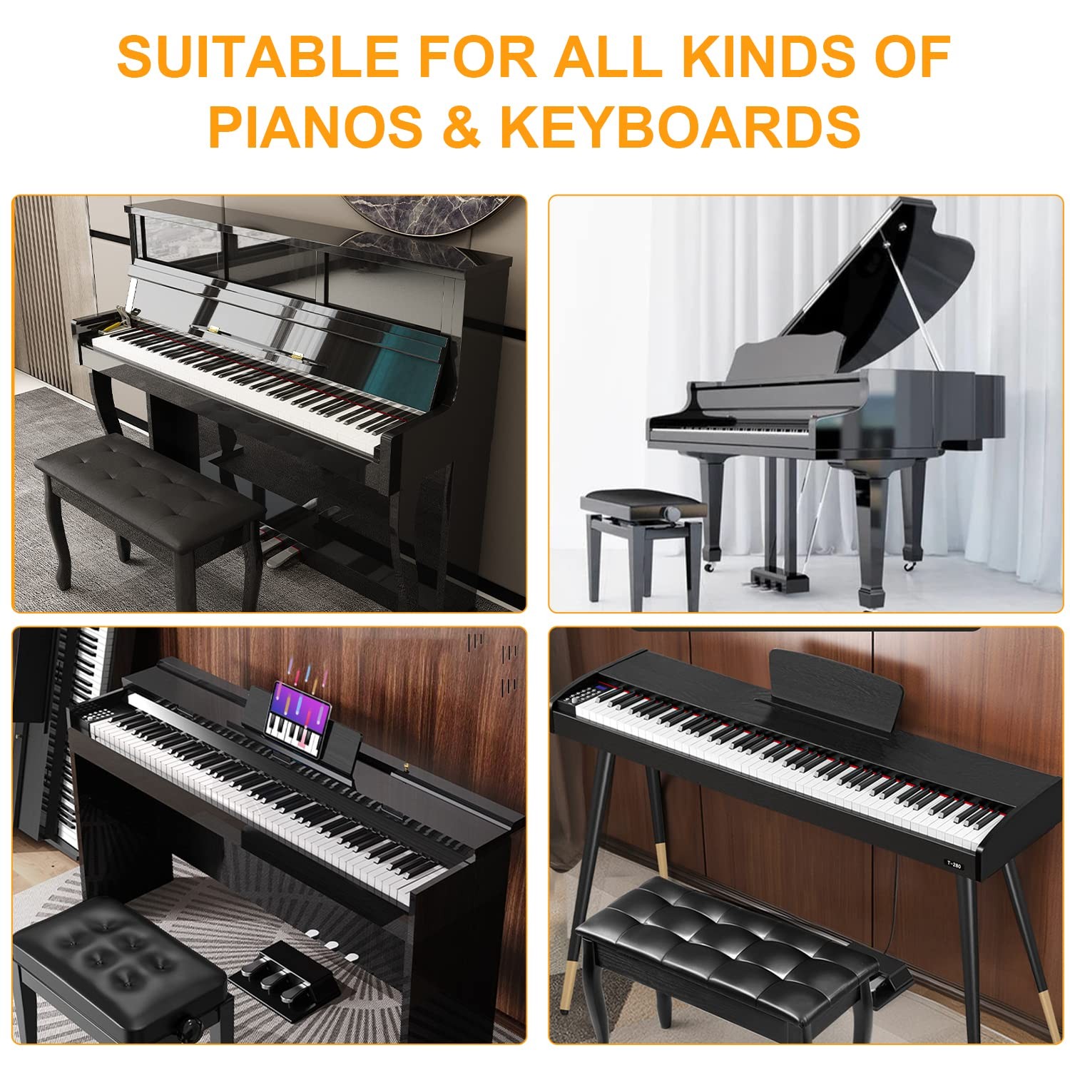 Removable Silicone Piano Keyboard Note Labels for 88 Key Full Size