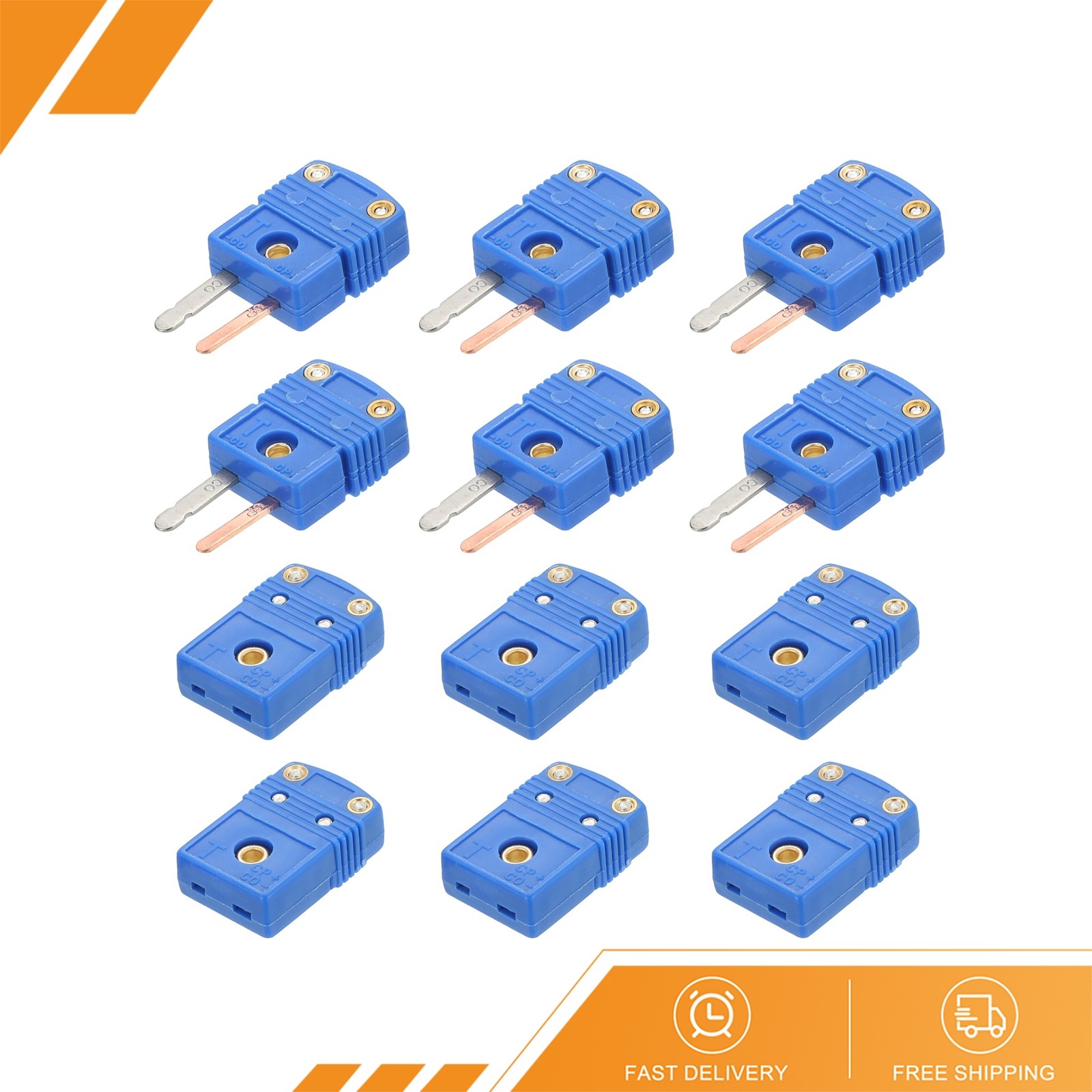 6Set Mini T Type Thermocouple Wire Connectors Male Female Plug Adapter 220°C