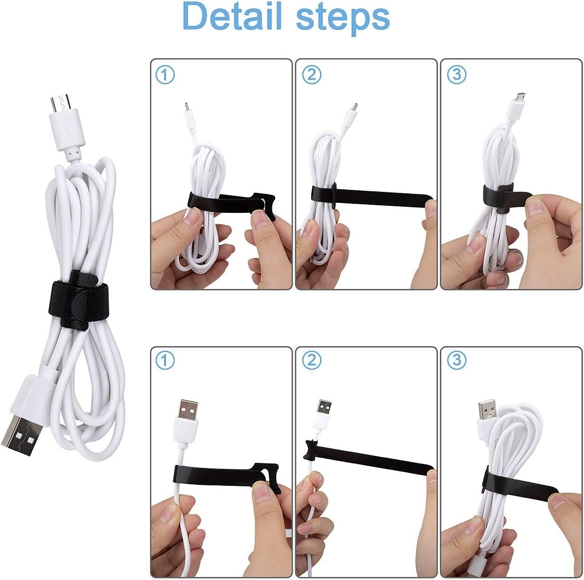 60 PCS 6 Inches Reusable Cable Ties, Adjustable Cord Straps Wire Organizer Co...