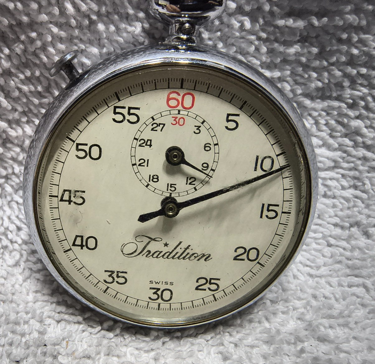 Tradition Swiss Made Mechanical Stopwatch 30 Min 60 Sec 7J For Repair