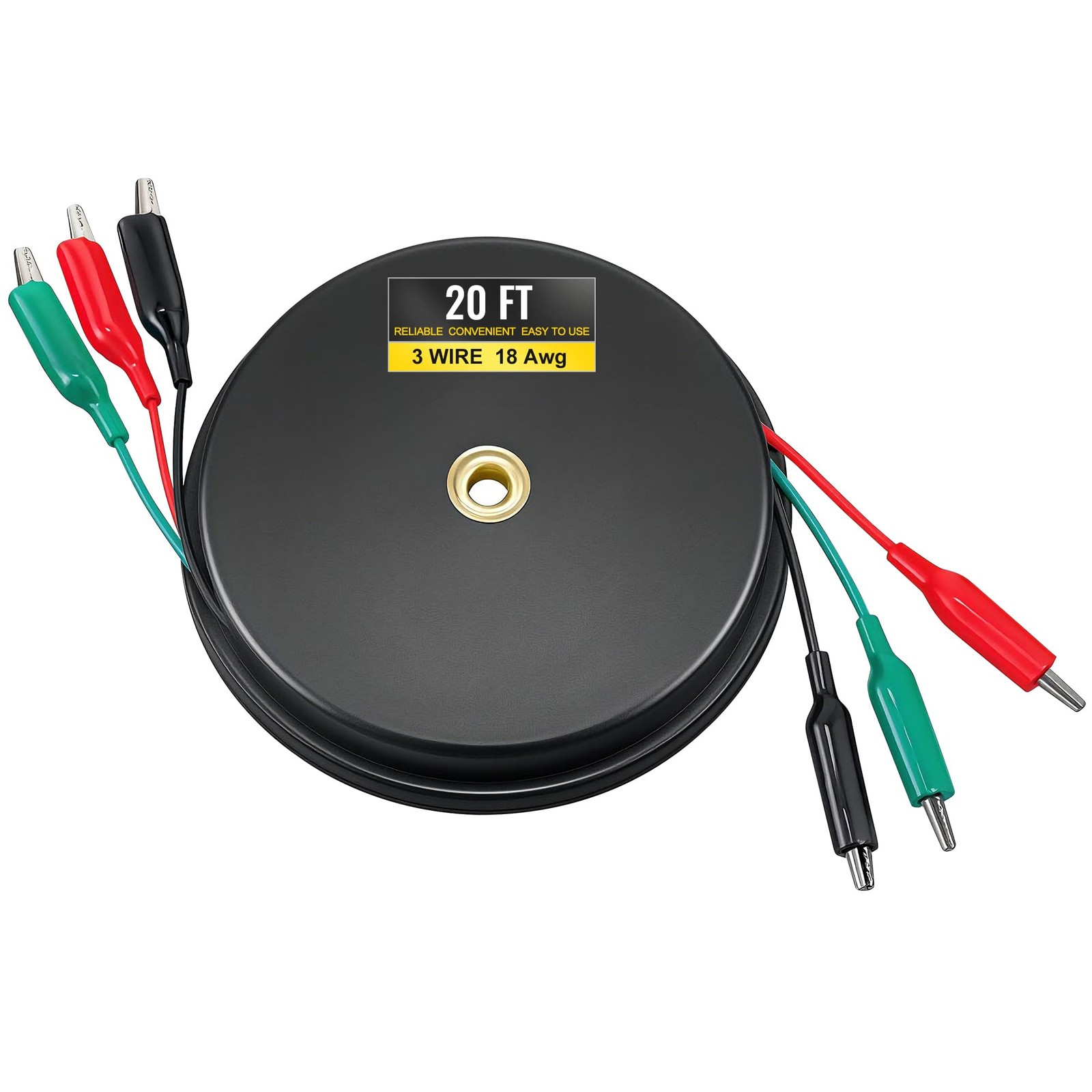 20ft Retractable 3 Wire Test Lead with 3 Alligator Clips