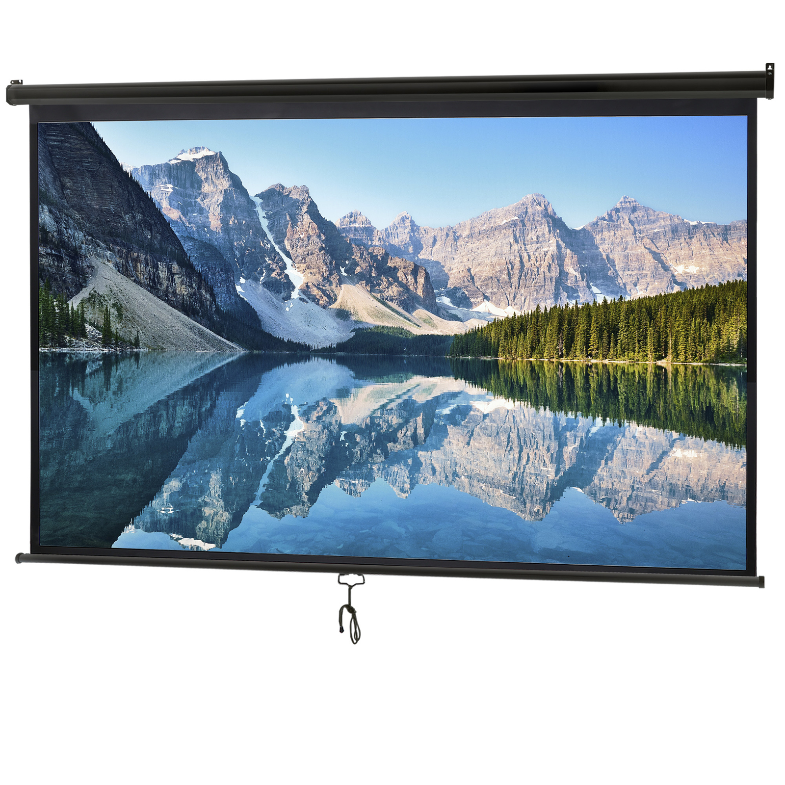 Projection Screen 100'' Pull Down Projector Movies Screen 16:9 HD Home Theater