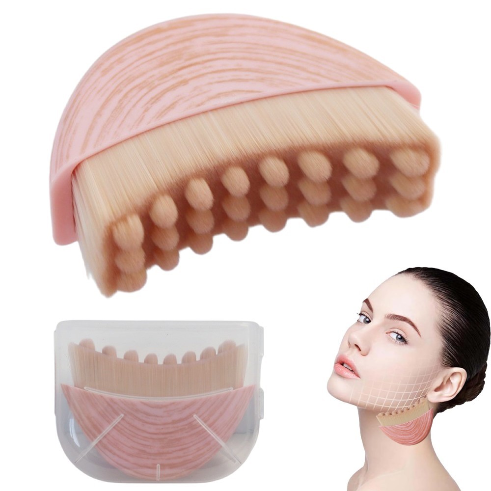 1Pcs Multi-function Lymphatic Contour Face Brush Jawline Contour Massager Pink