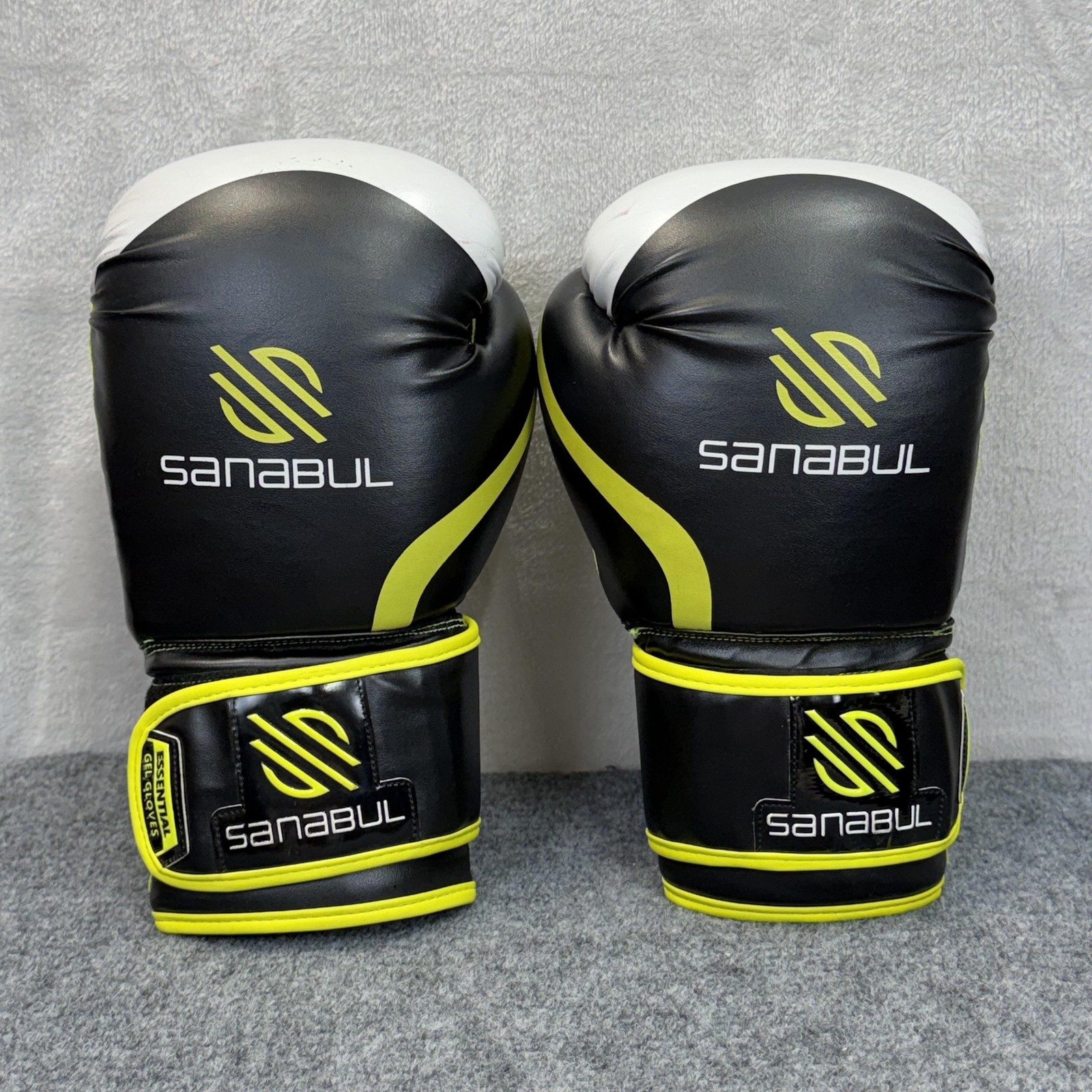Sanabul Boxing Gloves 12 Oz Black Yellow Essential Gel Training MMA Kickboxing