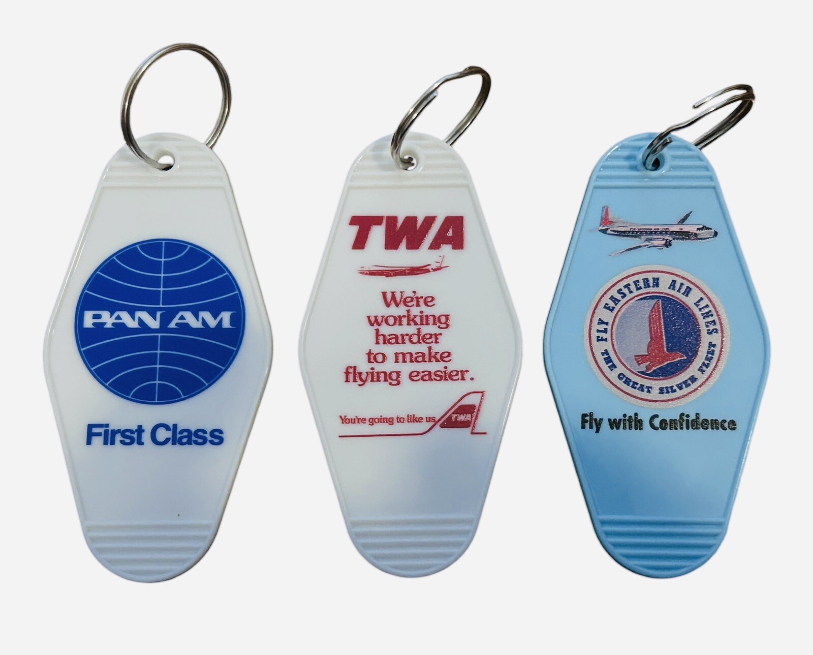 Retro Airline Keytag Set: Eastern, Pan Am & TWA