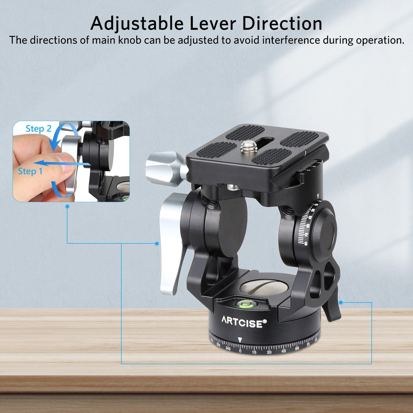 Fluid Video Head Compact Tripod Head Pan Tilt Head W/ Acra Quick Release Plate