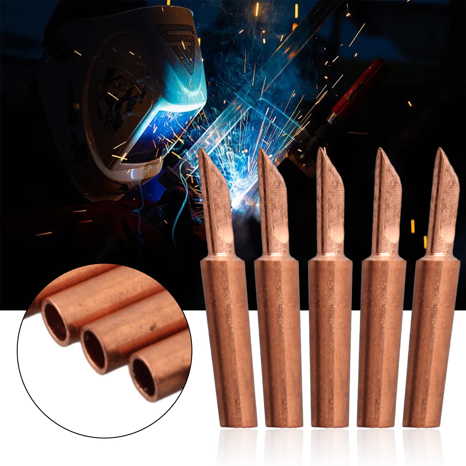 10pc 900M-T-SK Pure Copper Soldering Iron Tip Set Lead-Welding Solder Tip Tools