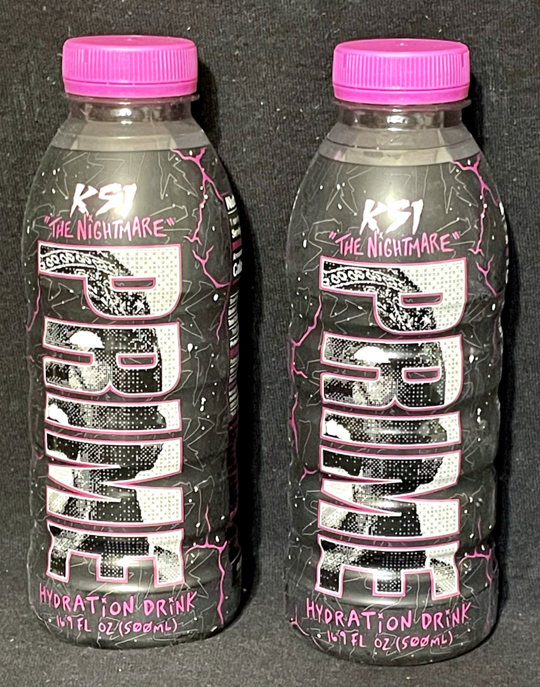 Prime KSI The Nightmare Limited Strawberry Cream Hydration Drink 2 Bottles 16.9