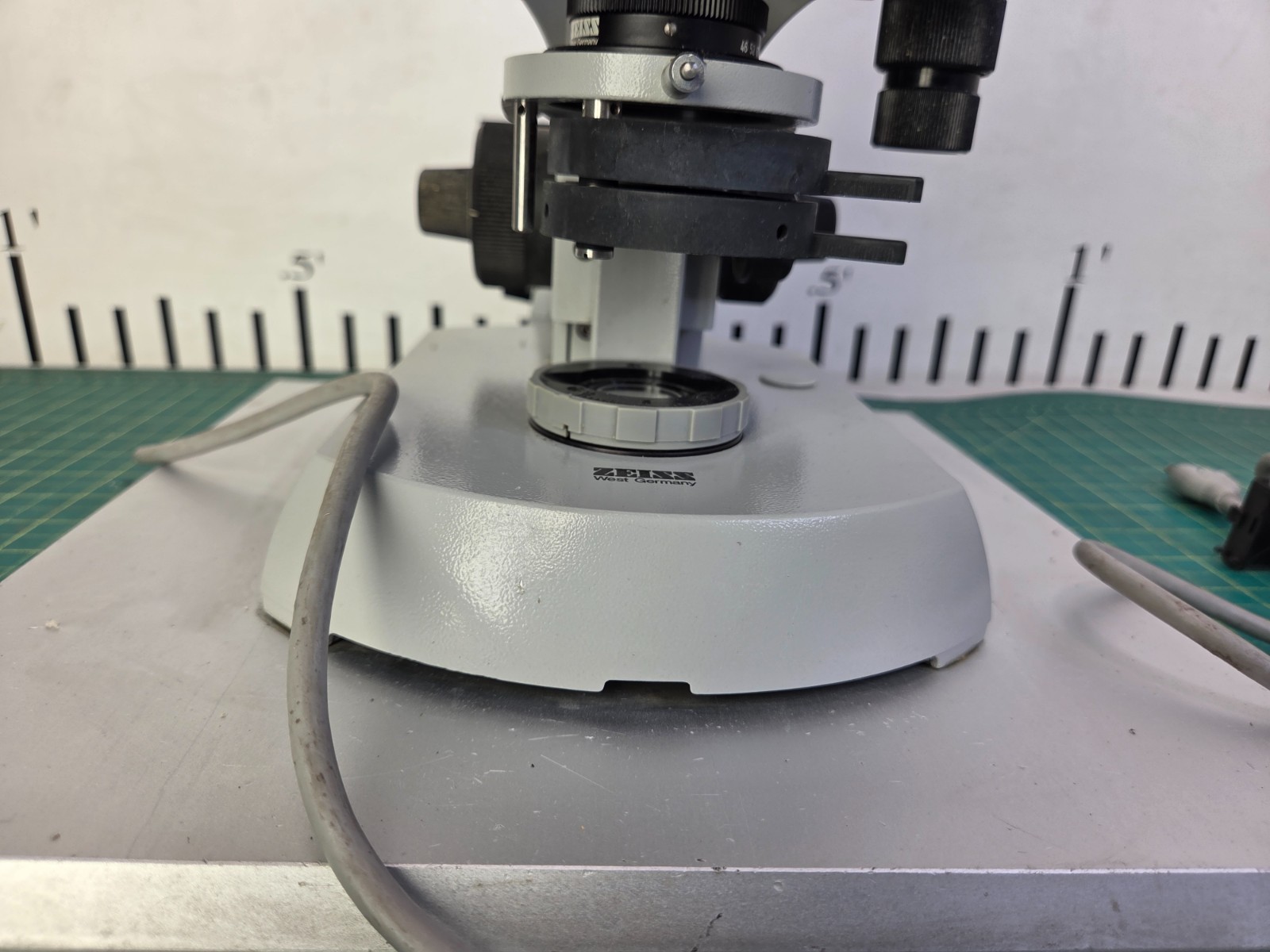 Zeiss Upright Microscope Mounted on a Metal Plate W/2 Objectives