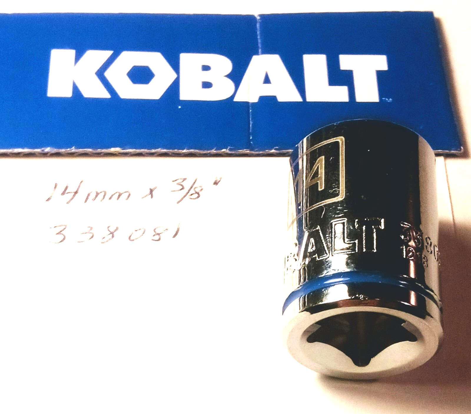 Kobalt 14 mm x 3/8" Dr Standard Chrome Socket 6 Pt  # 338081  Free Shipping
