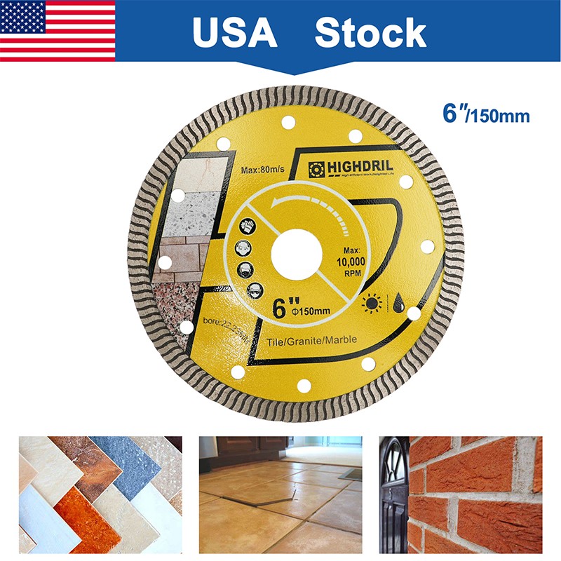 Diamond Turbo Saw Blade Cutting Disc Wheel 6" Cut Marble Ceramic Stone Granite