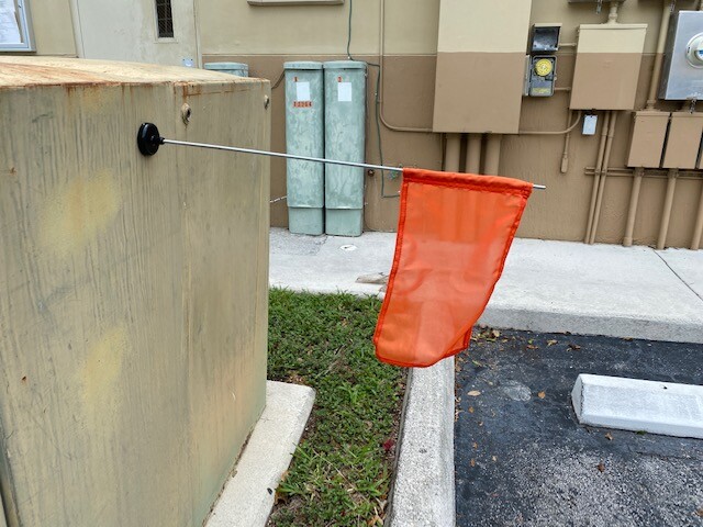 Strong Hold Magnetic Base and 24" steel Rod with 8' x 13"  Safety Orange Flag