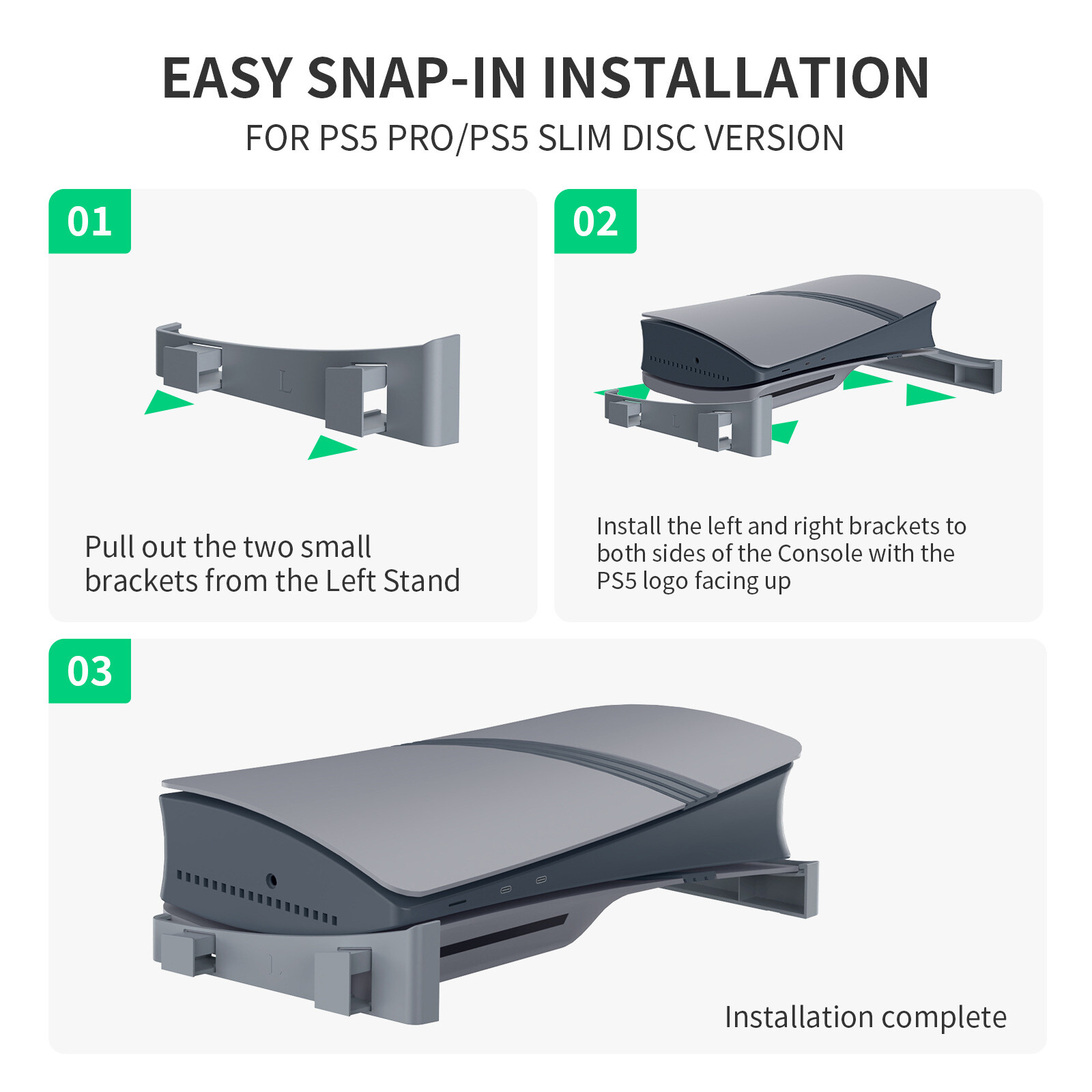 Disc Digital Horizontal Stand Placement Bracket For Sony PS5 Pro/Slim Console US