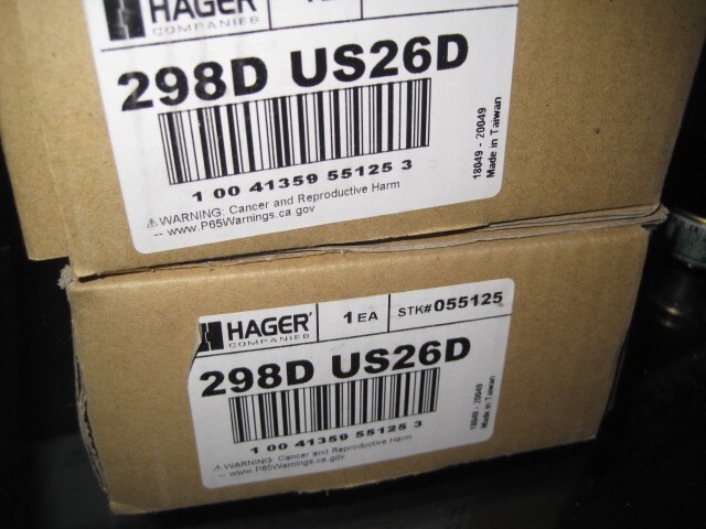 Hager Door Coordinator   Model 298D US26D Fire Door Gravity Coordinator