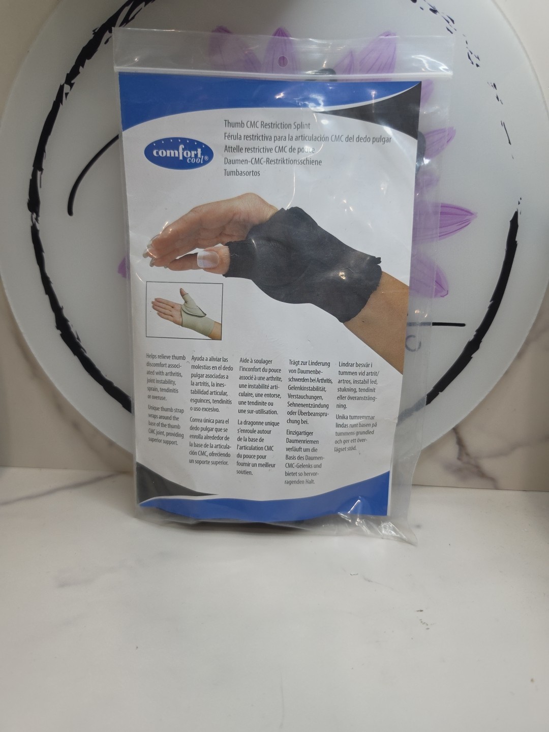 Comfort Cool Left Hand Size Medium+ Black Thumb CMC Restriction Splint New