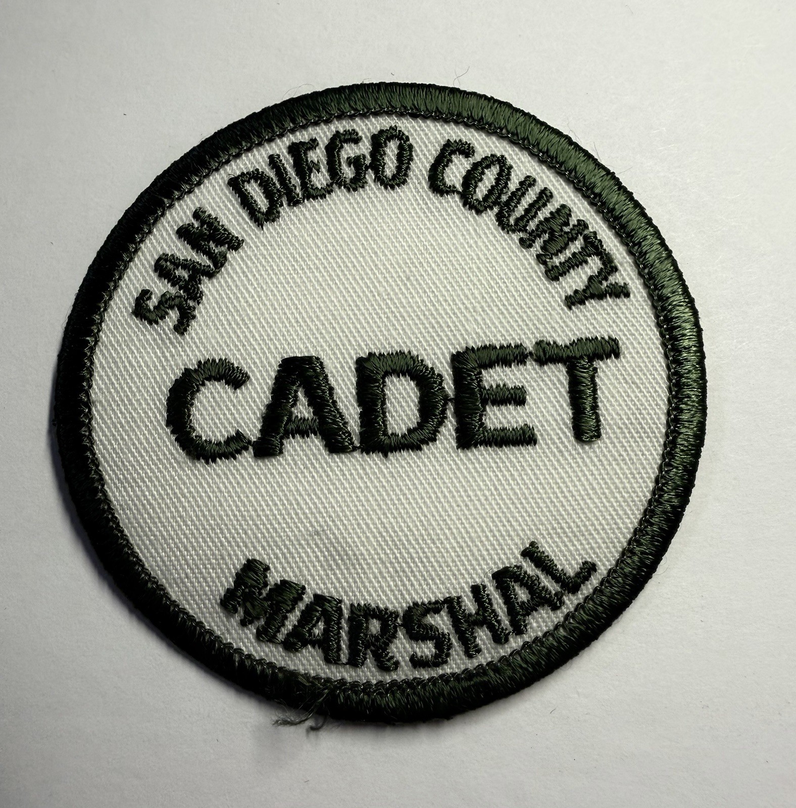 VINTAGE DEFUNCT CALIFORNIA SAN DIEGO COUNTY CADET MARSHAL PATCH #D41
