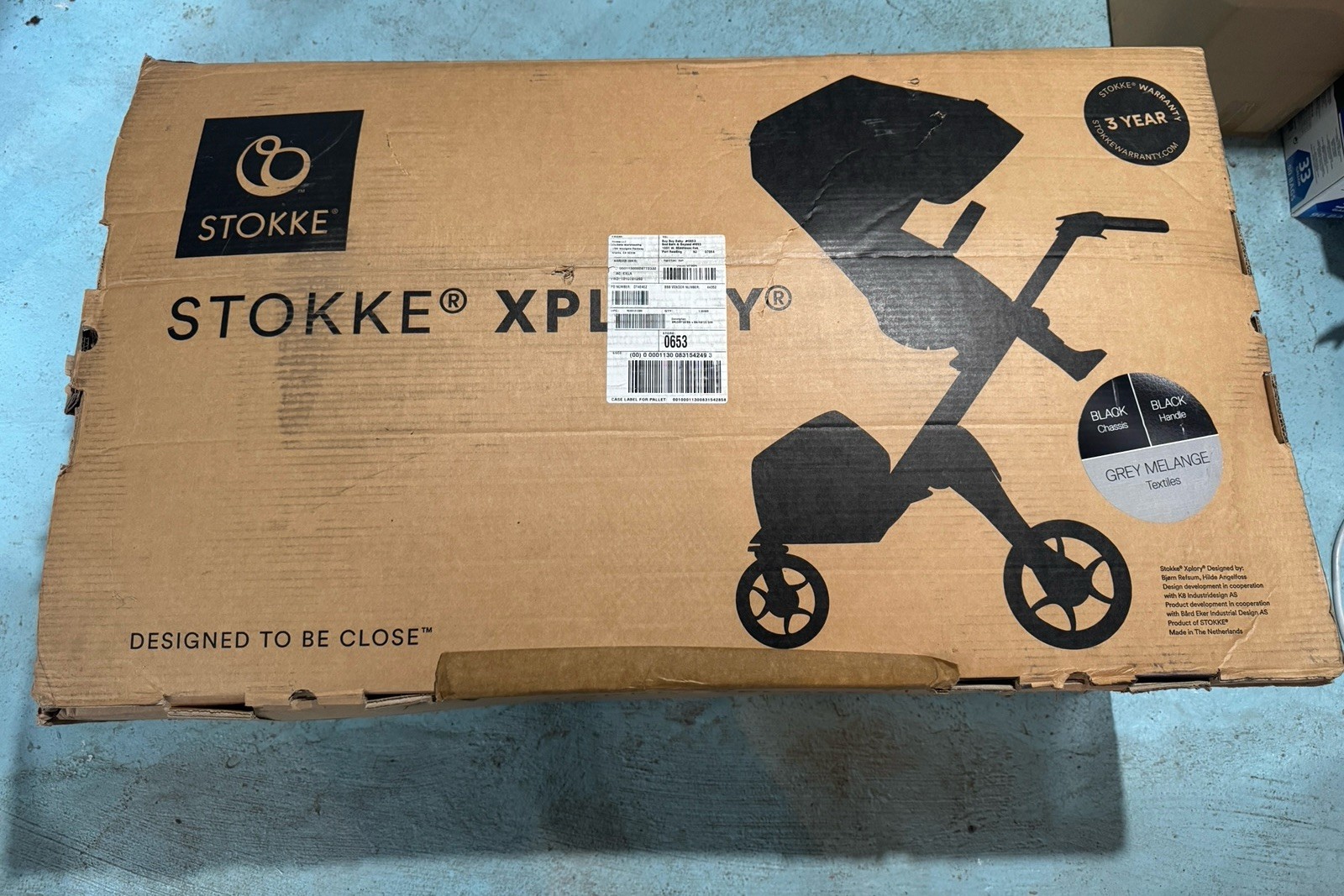 Stokke Xplory Stroller Black Chassis Ans Grey Melange Textiles