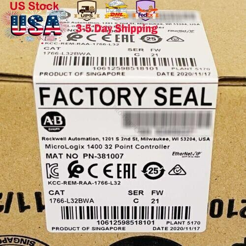 NEW 1766-L32BWA MicroLogix 1400 32 Point Controller AB 1766L32BWA US Free Tax