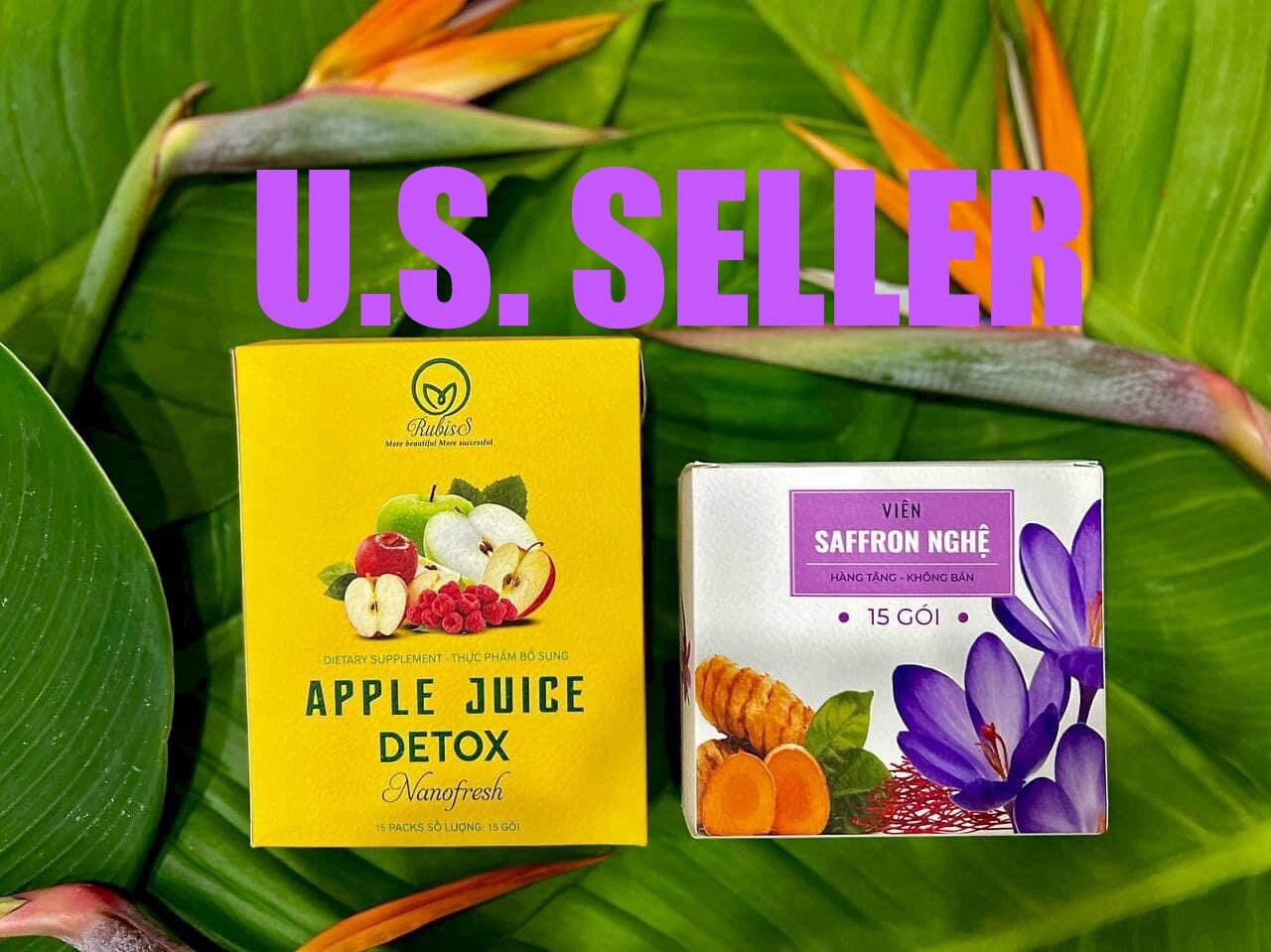 Rubiss Apple Fresh Detox + Hộp Nghệ Saffron 15 Gói  (U.S. SELLER)