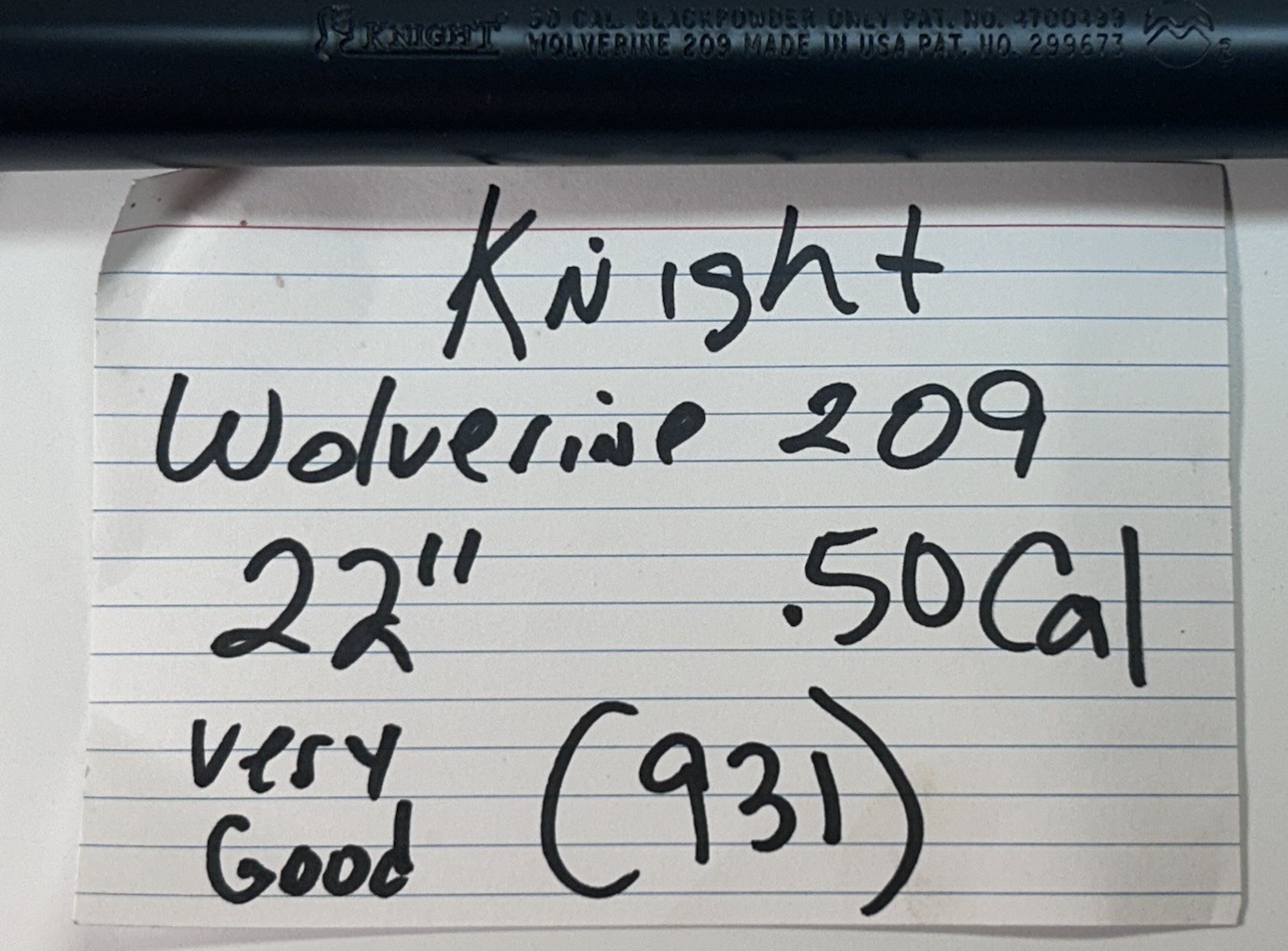 Knight Wolverine 209 Inline Muzzleloader 22” Barrel With No Breech Plug