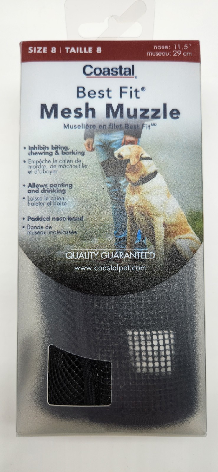 Coastal Best Fit Comfort Dog Muzzle Size XL Adjustable Breathable Black