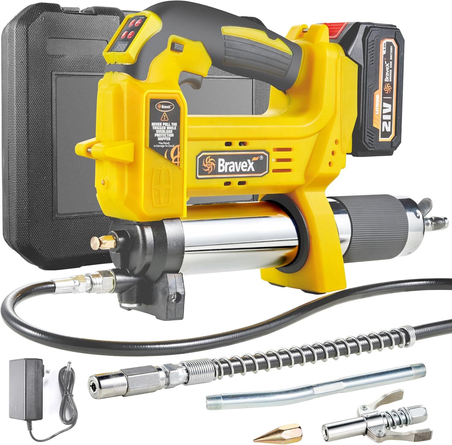 Grease Gun Battery Powered, 12,000 PSI Electric Grease Gun Cordless 21V,40”Hose