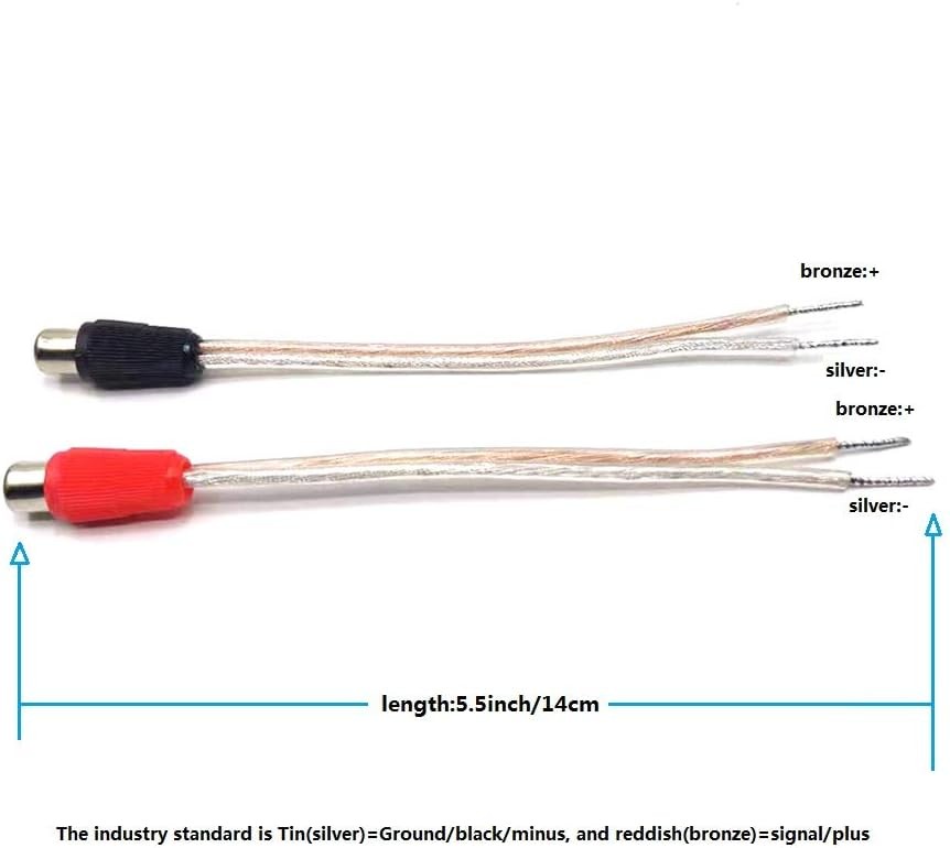 RCA Adapter, 2-Port, 18 AWG Speaker Wire to Female, Black/Red Black