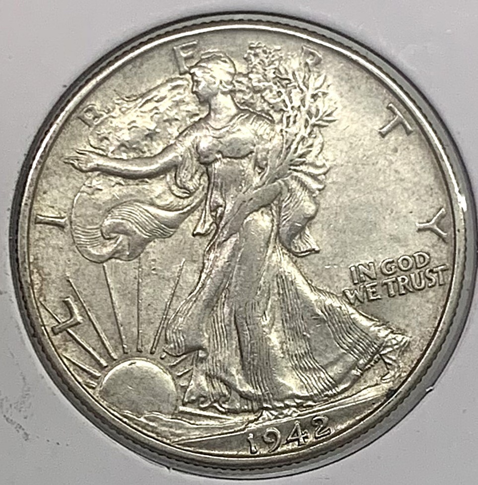 1942 D Walking Liberty Half Dollar 90% Silver AU/UNC