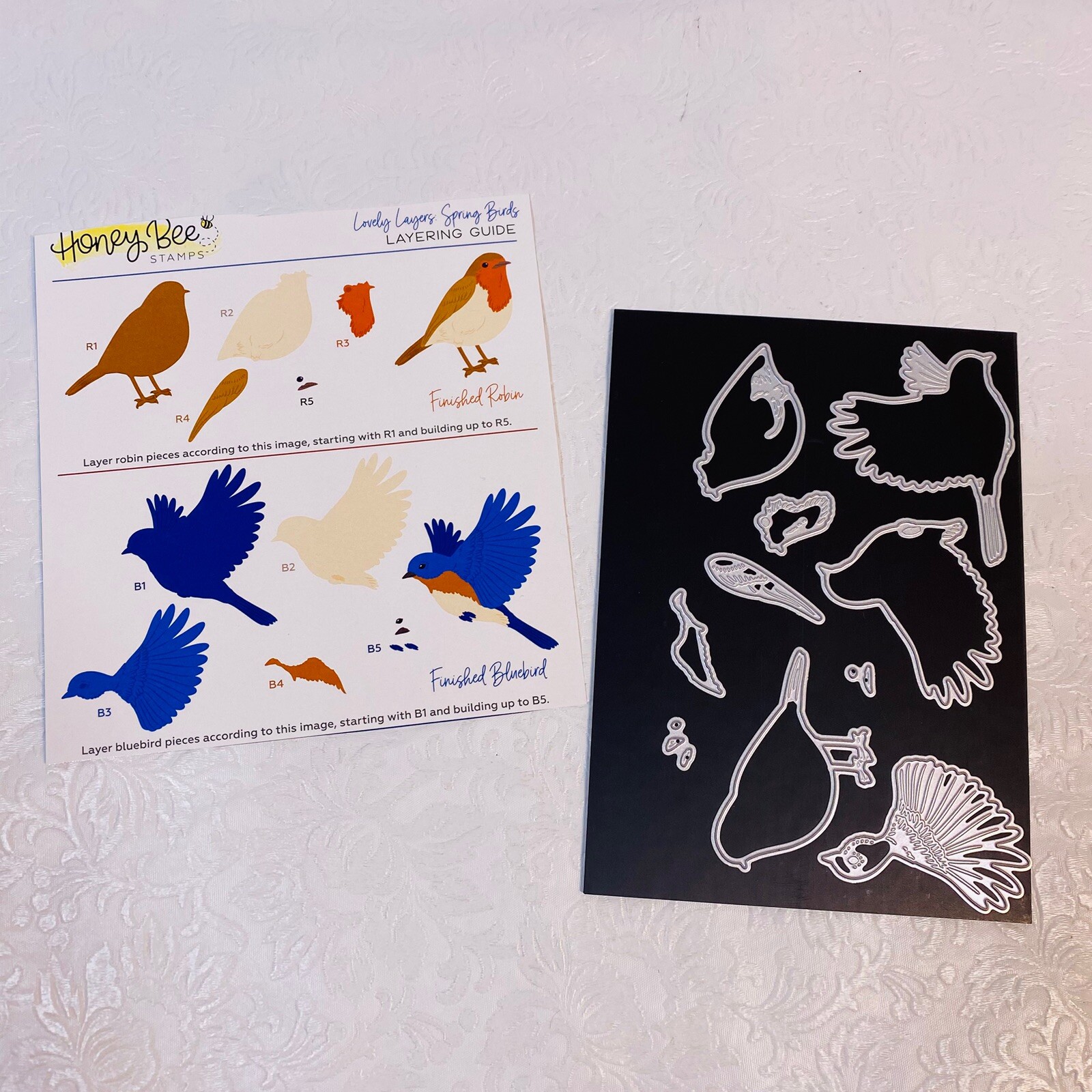Honey Bee Stamps Lovely Layers Spring Birds 10pc Die Set Robin & Bluebird