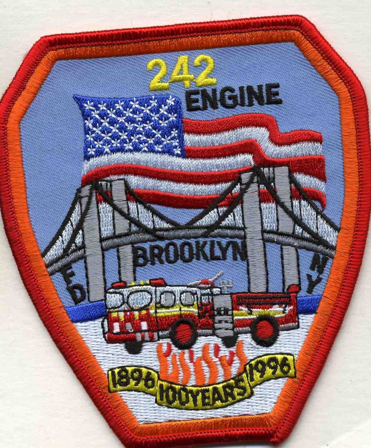 New York City - FDNY Engine-242 "100 Years", NY (4" x 4.5" size) fire patch