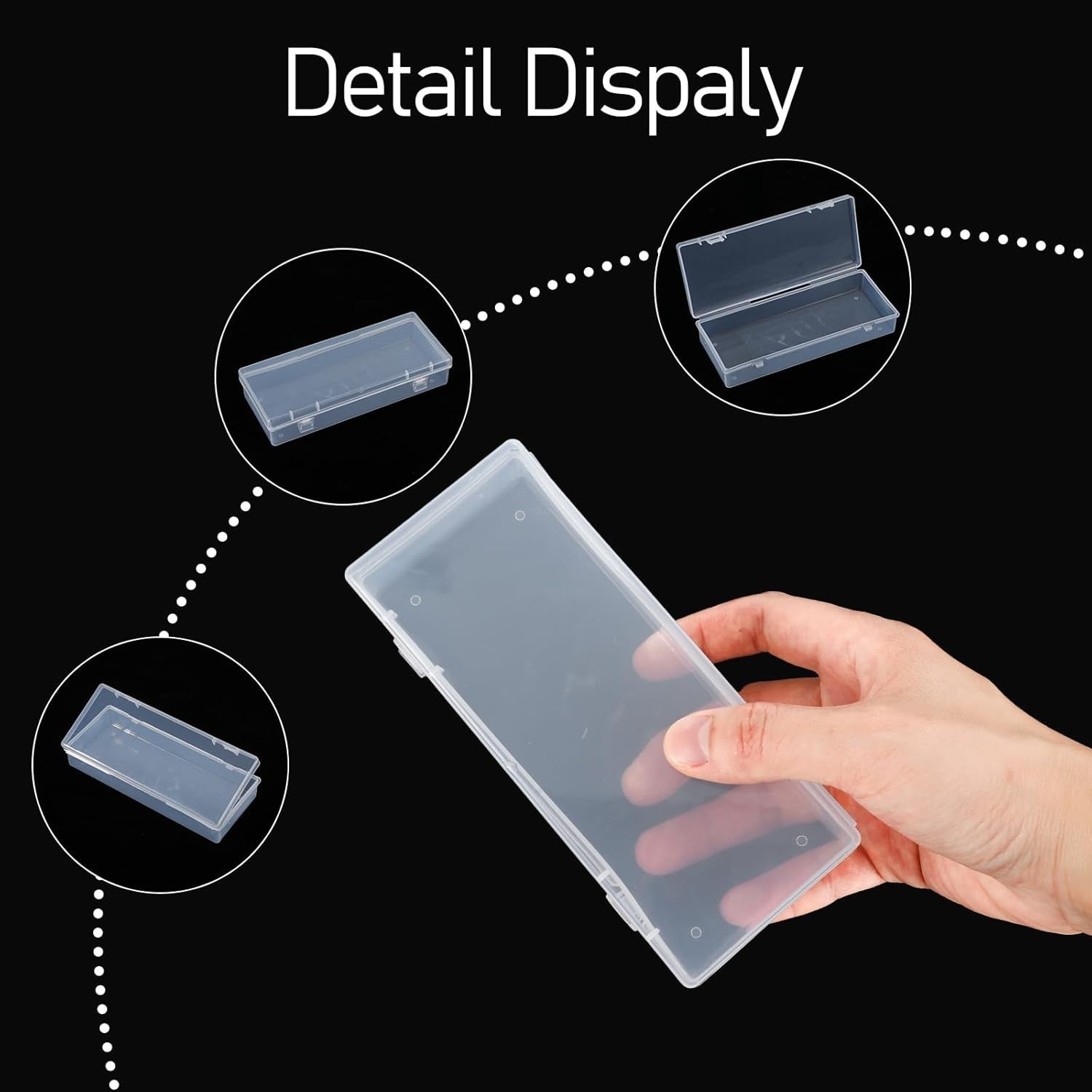 Small Rectangle Storage Containers 3pcs with Hinged Lid for Beads and Crafts