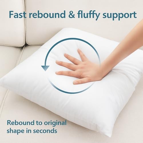 4 Pack 18x18 White Throw Pillow Inserts for Decorative 18" x 18" 01: White