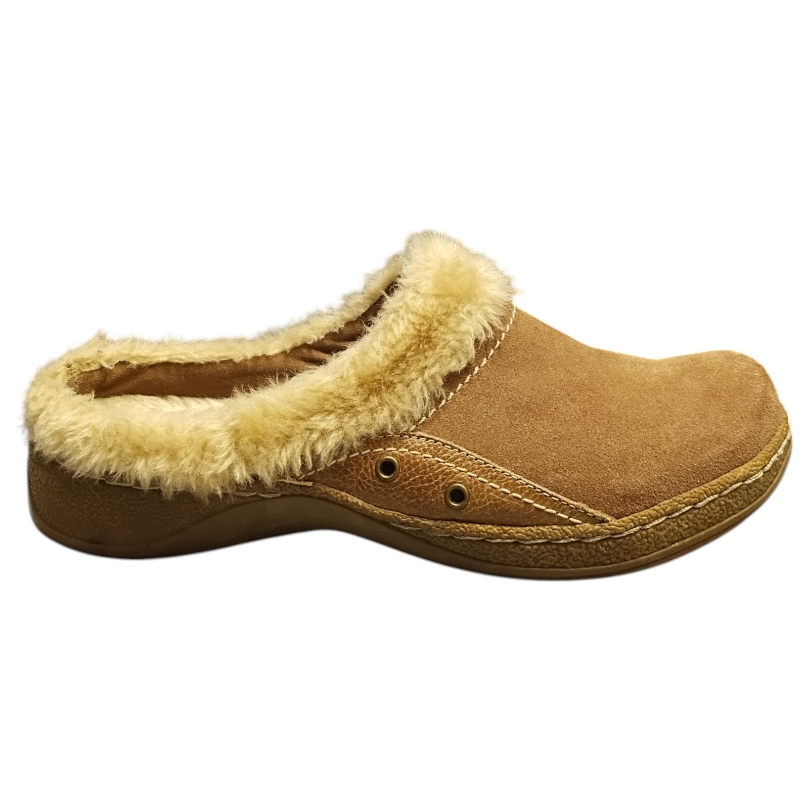 Baretraps Ellina Scuff Slippers Womens US 9M Brown Tan Faux Fur Lined Slip On