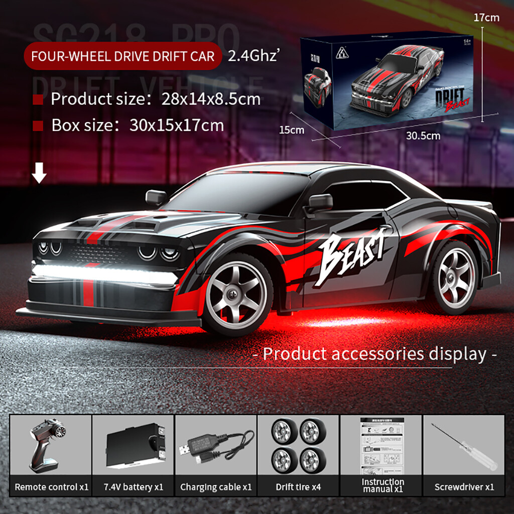 ZLL SG218 PRO RC Drift Vehicle 7.4V Power 2.4Ghz Sports Car Full Scale 1:16 4WD