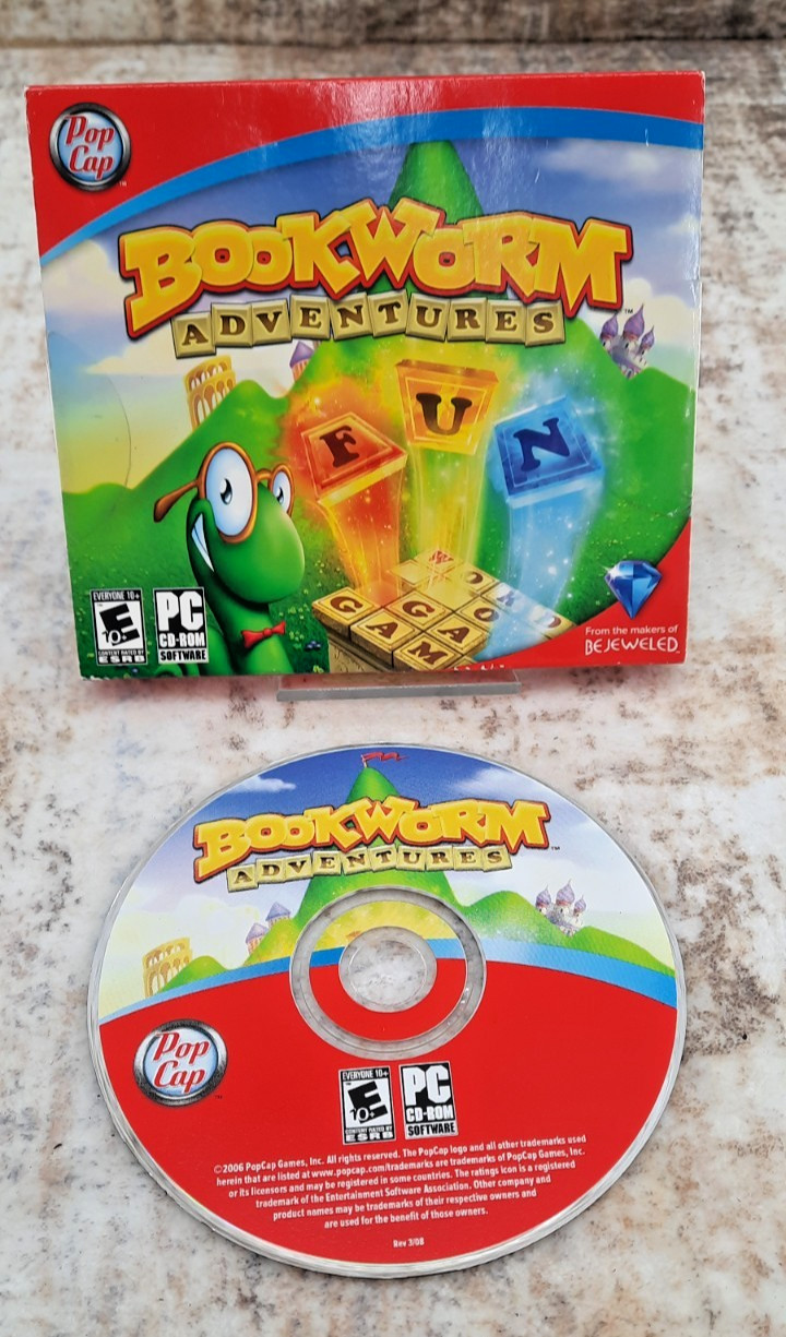 Bookworm Adventures PC CD-ROM Game PopCap 2006 Word Puzzle