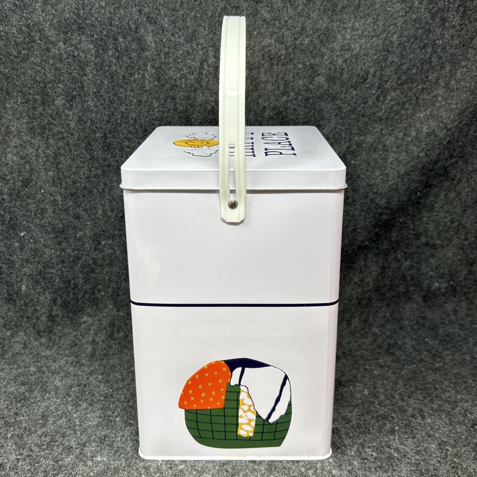 Metal Washing Machine Laundry Detergent Storage Tin Container Scoop Window White