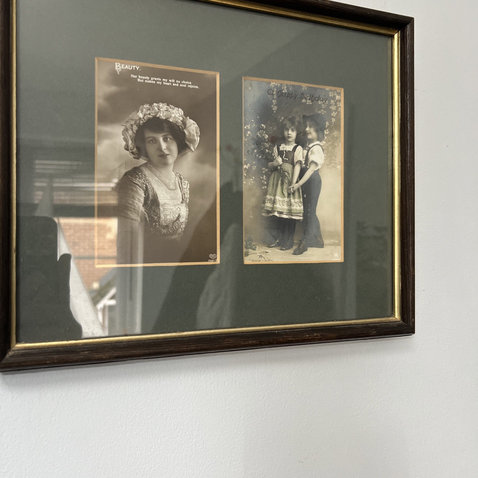 Framed Edwardian Cards One birthday card One Titled Beauty Framed Of Their Era