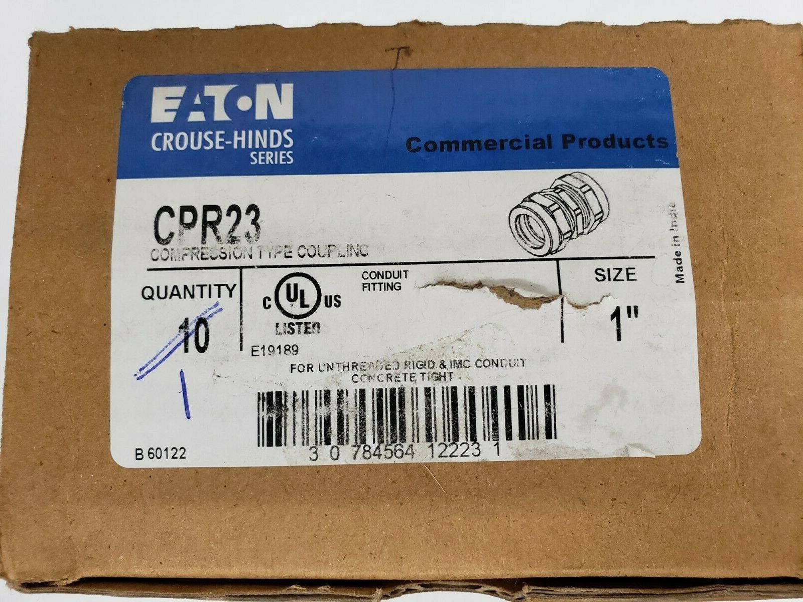 Qty/3 Eaton Cooper Crouse-Hinds CPR23 Compression Type Coupling 1"