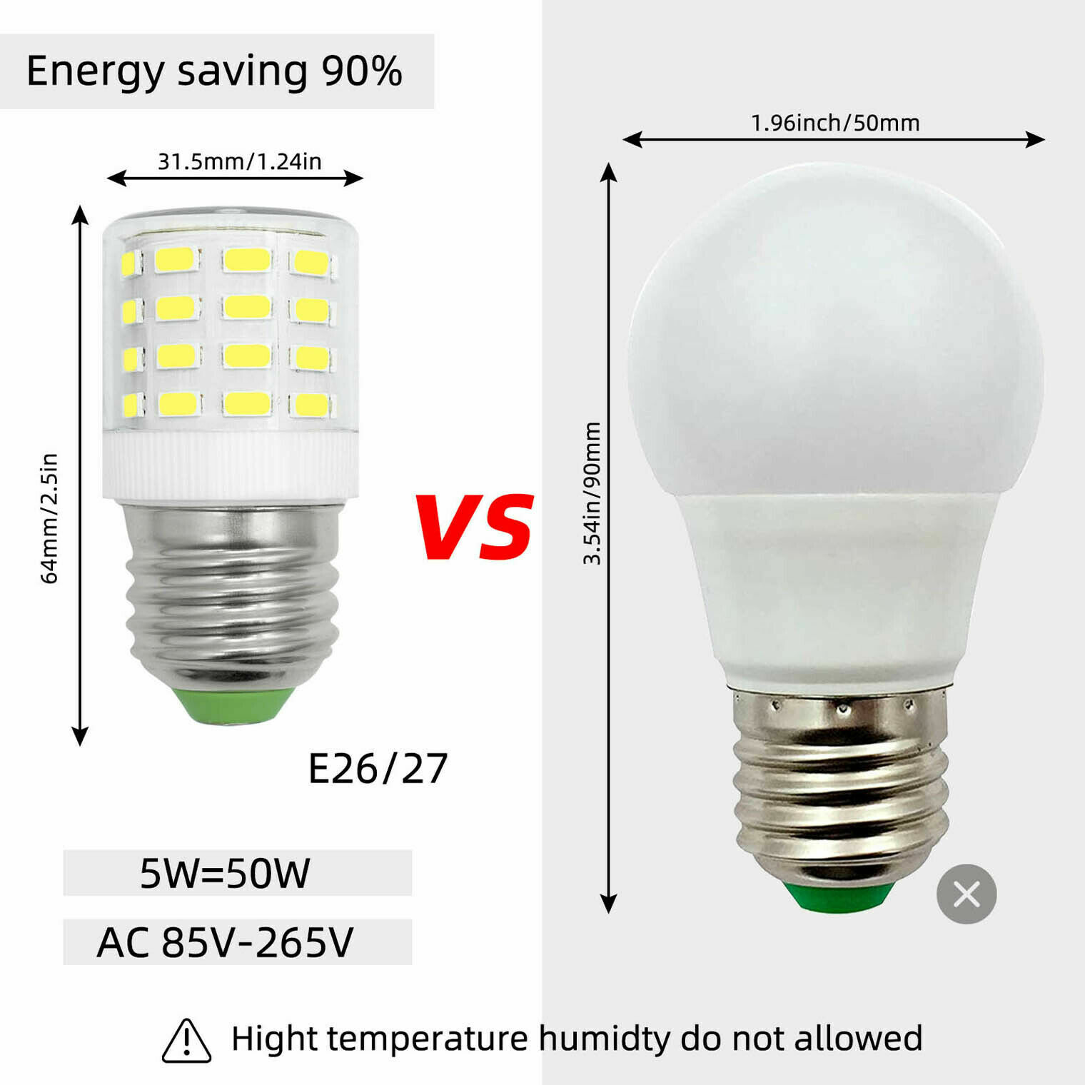 2pcs E27/E26 LED Light Bulb 48-5730 Ceramics Corn Lights fit Refrigerator