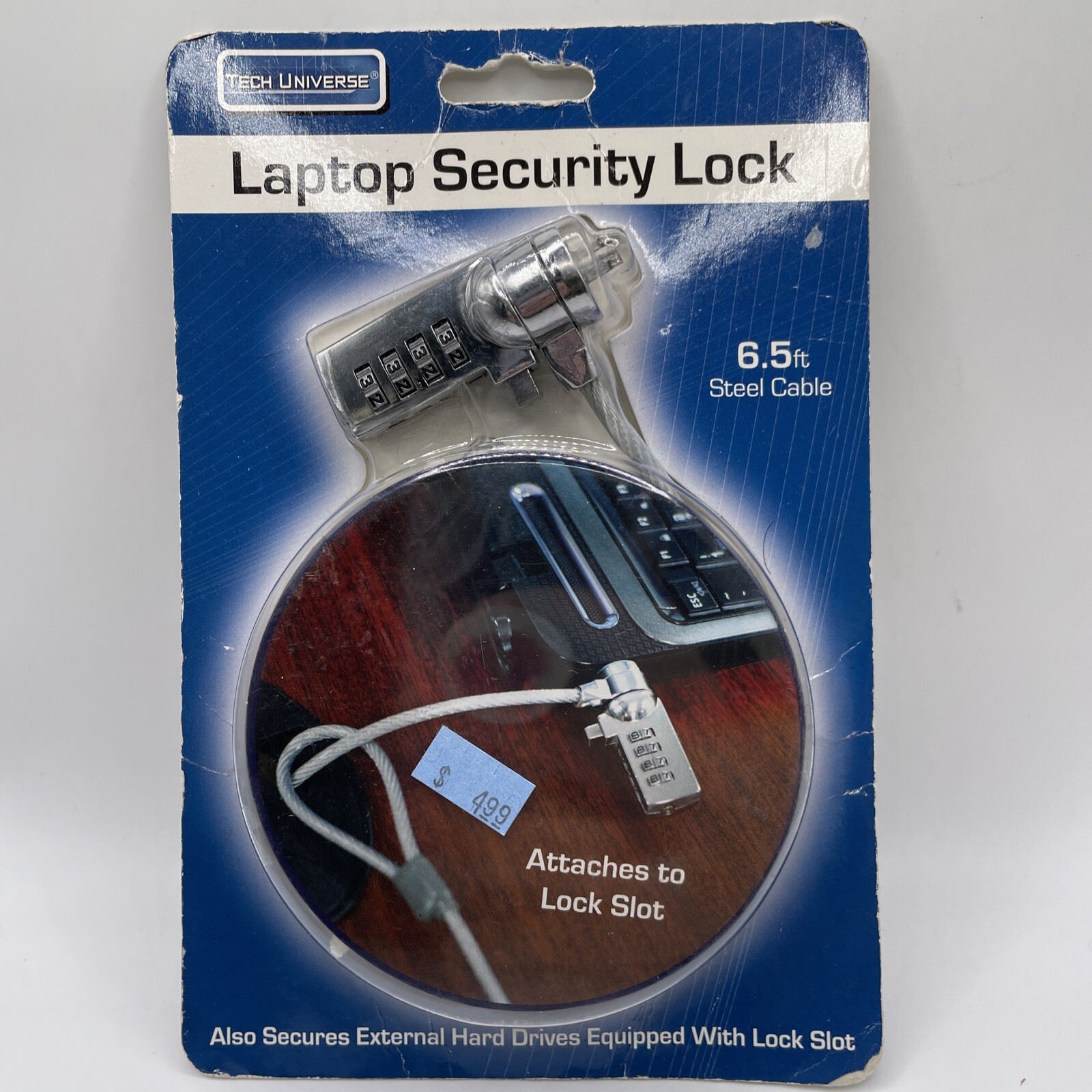 NEW Tech Universe Laptop Security Lock - 6.5 ft Steel Cable - #TU1508