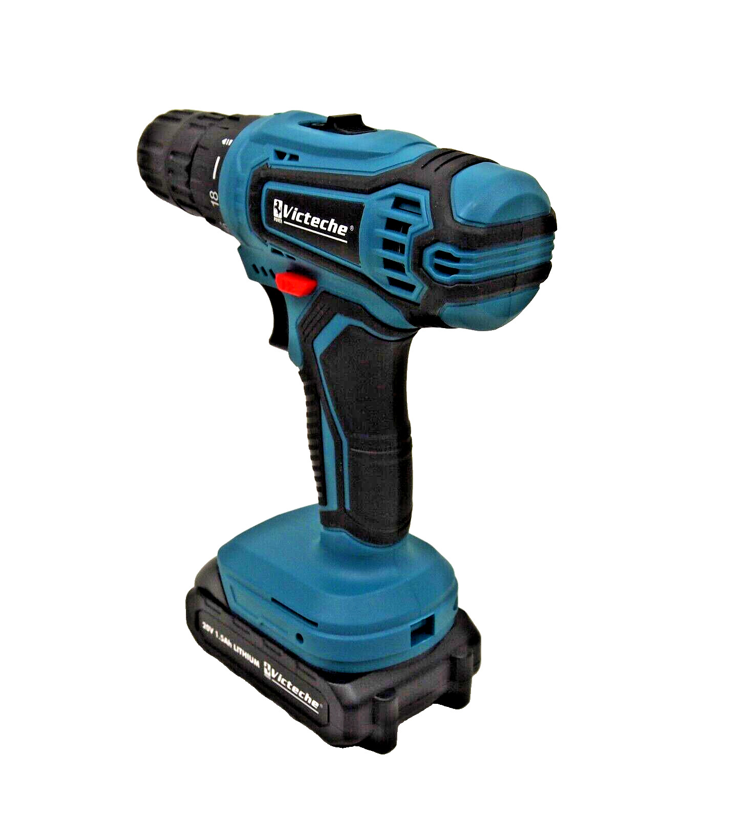 Victeche 20V Cordless Drill Driver Kit LEDs with 2-20v Lithium Batteries 2 speed